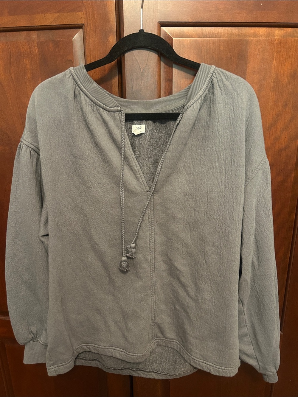 aerie Heather Gray V-Neck French Terry Pullover